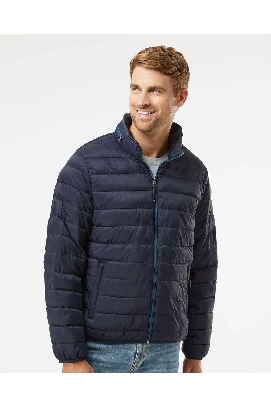 Bomber men jackets with ribbed cuffs for a classic 80s styleWeatherproof Mens PillowPac Wind & Water Resistant Full Zip Puffer Jacket - Dark Navy Blue