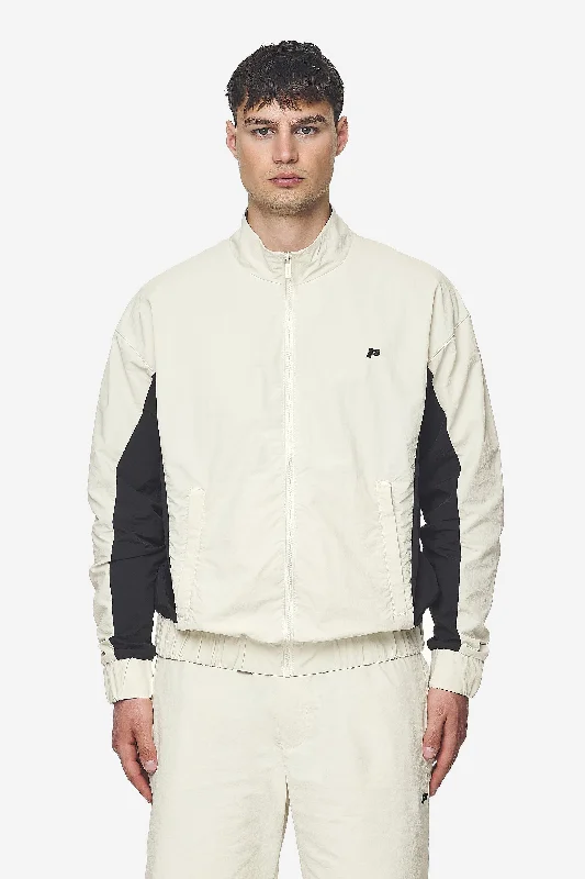 Bomber men jackets with ribbed cuffs for a classic 80s styleWolsey Track Jacket Salty Cream Black