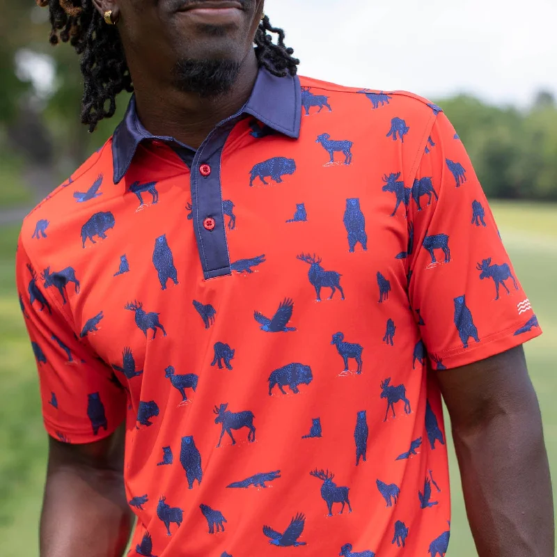 Men's reversible polo shirts with two different looksBreakfast Balls® "Americana Animals" – All-Day Polo