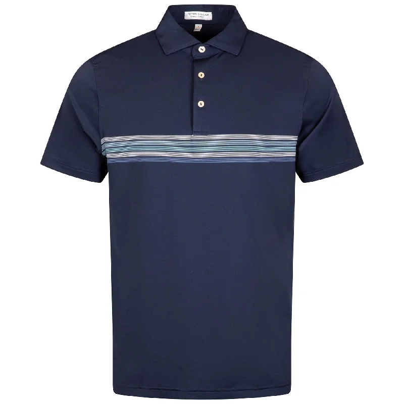 Men's ribbed cuffs and hem polo shirts for a textured lookArcher Performance Jersey Polo Self Collar Navy - AW24