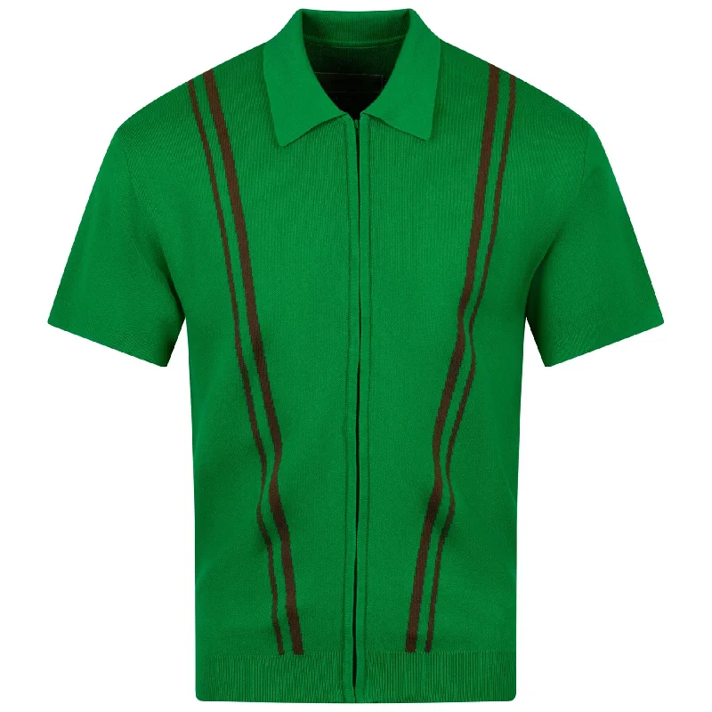 Men's color - block polo shirts with a bold fashion statementBasil Knit Sweater Polo Green - 2024