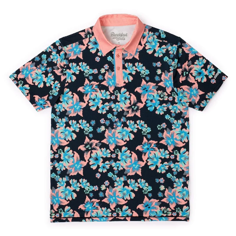 Men's high - collar polo shirts with a modern twistBreakfast Balls® "Midnight Bloom" – All-Day Polo