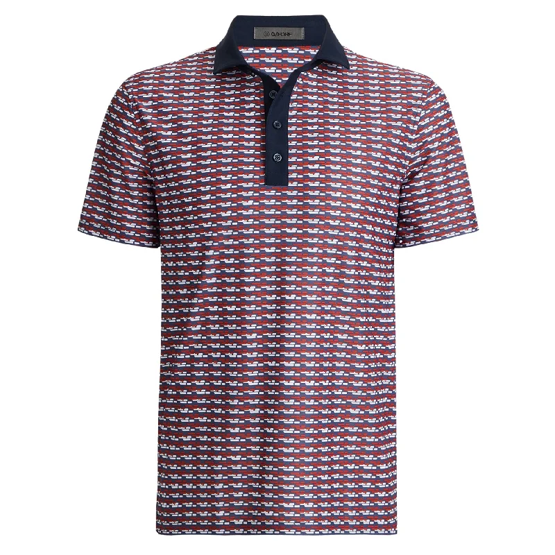 Men's luxury cashmere blend polo shirts in solid colorsBrick Stripe Tech Pique Polo Cabernet - AW24