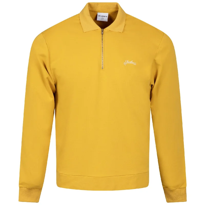 Men's ribbed cuffs and hem polo shirts for a textured lookCillian LS Polo Shirt Mustard - AW24