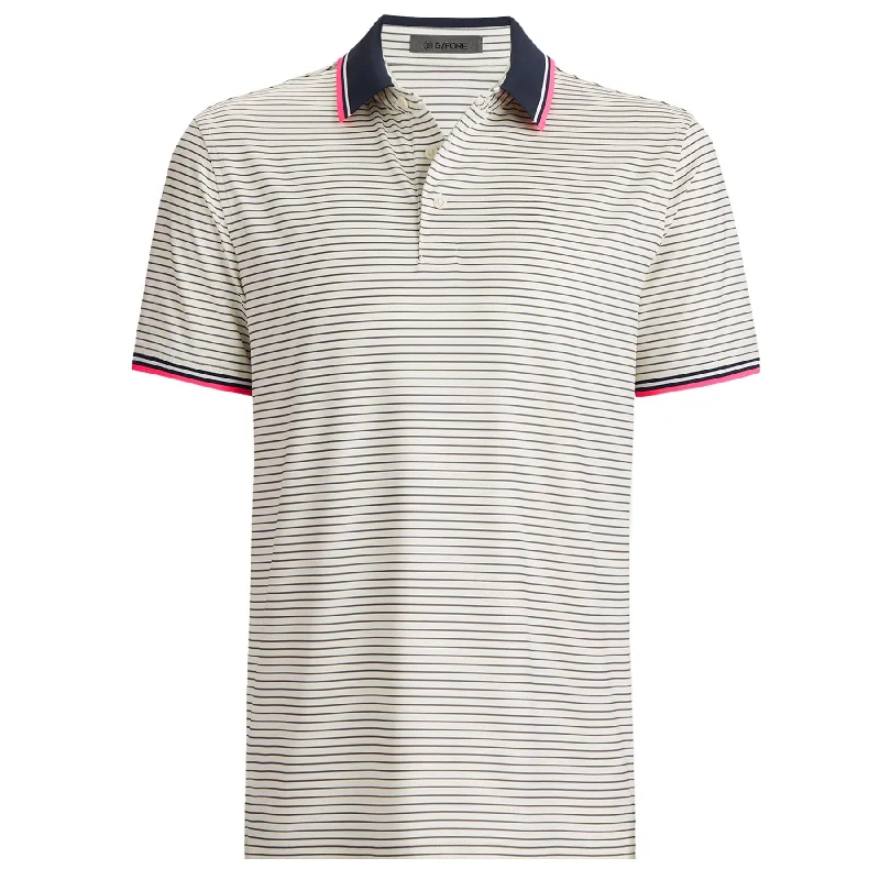 Men's two - tone stripe polo shirts with a preppy styleCircle G's Glitch Tech Jersey Polo Winter White - AW24