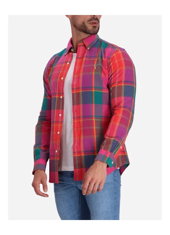 Oxford Shirt - Plaid - Pink, Orange, Multi