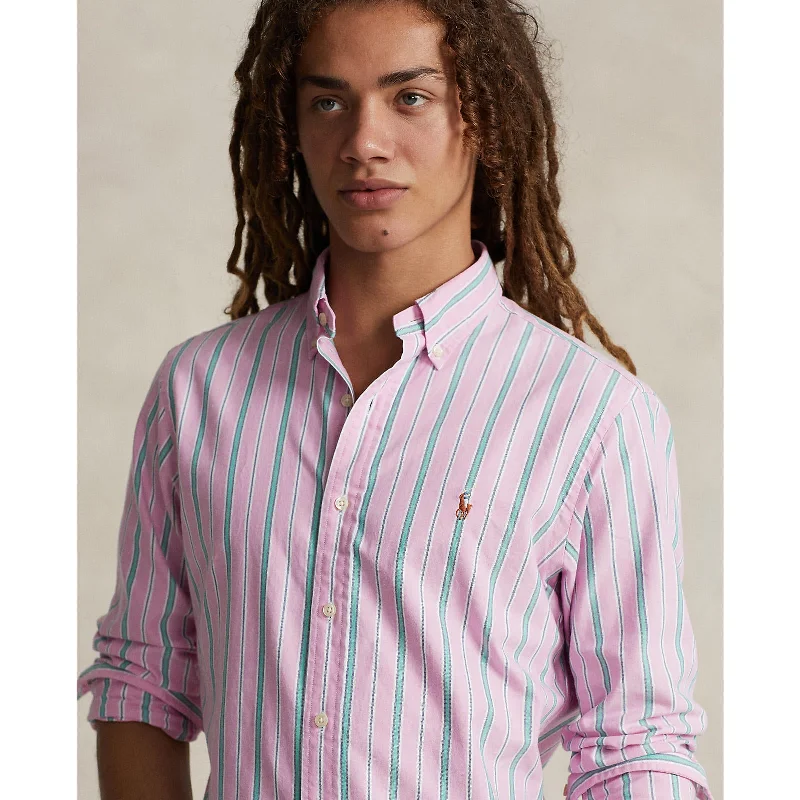 Oxford Shirt - Stripe - Pink, Green & White