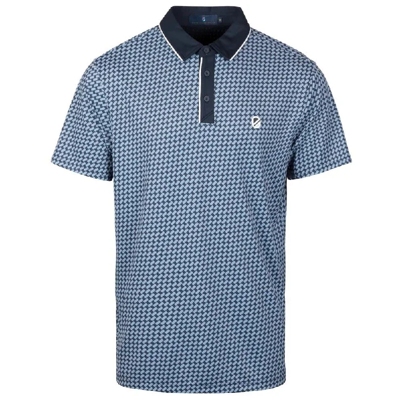 Men's slim fit short sleeve polo shirts with contrast collarsFontaine Polo Kentucky Blue Print - AW24