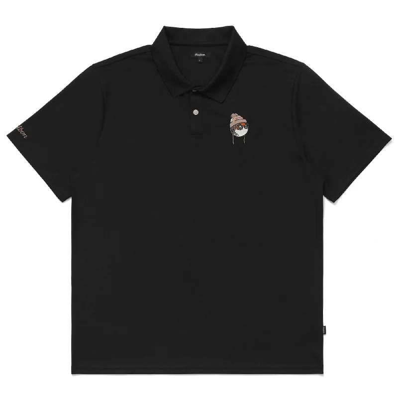 Men's long sleeve classic fit polo shirts with embroidered logosGlacier Buckets Performance Pique Polo Black - AW24