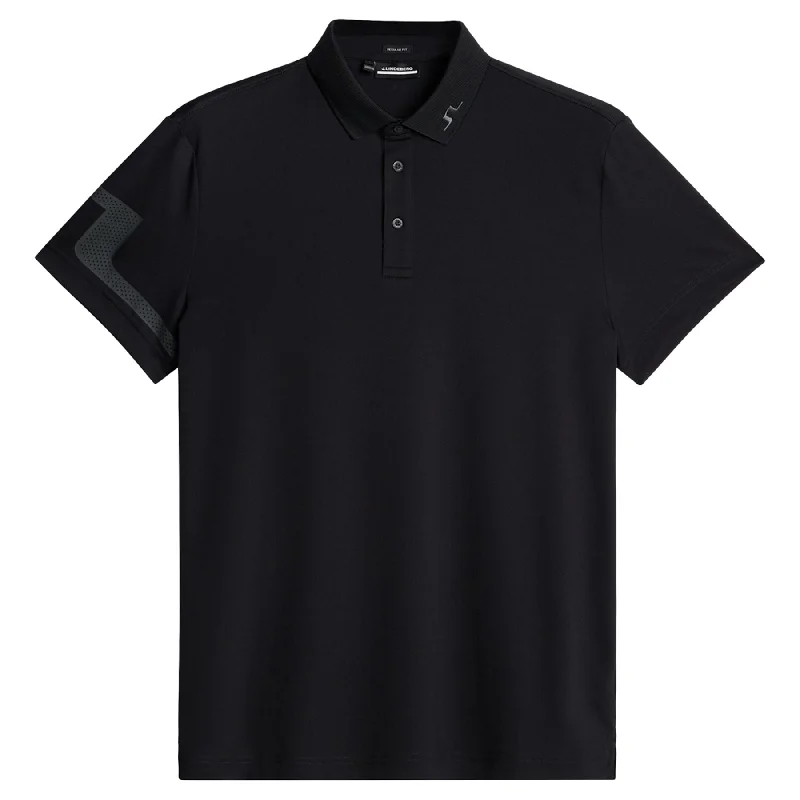 Men's jacquard woven polo shirts with intricate designsHeath Regular Fit Polo Black - AW24