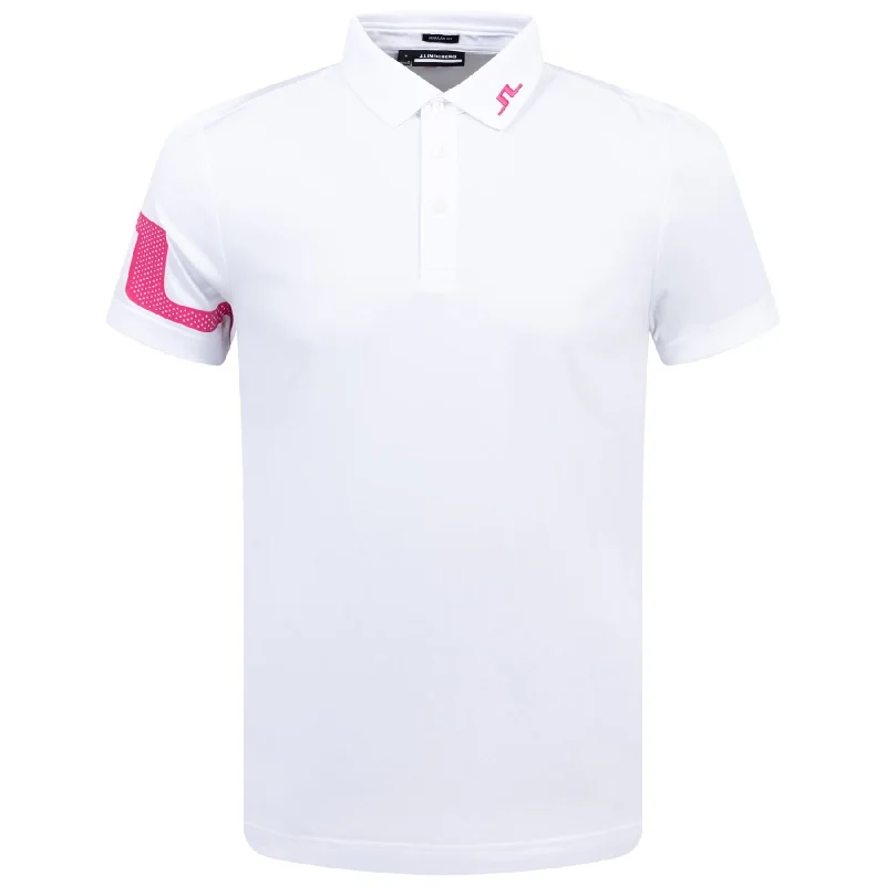 Men's slim fit short sleeve polo shirts with contrast collarsHeath Regular Fit Polo White - AW24