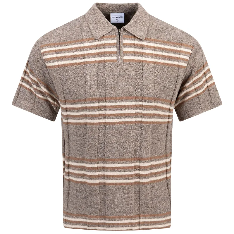 Men's button - down spread collar polo shirts for business casualJarvis Polo Sweater Tan - AW24