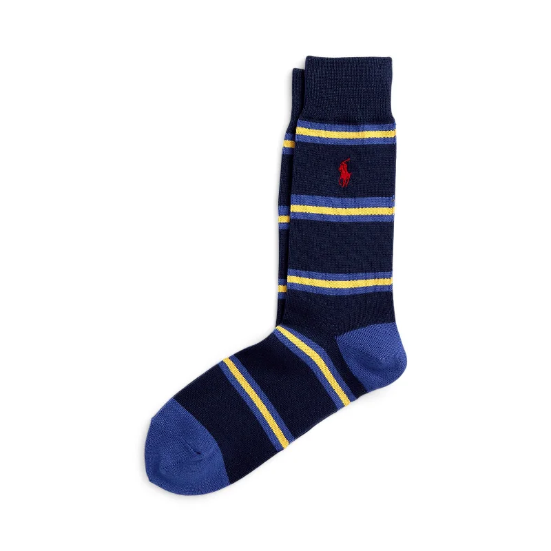 Polo Ralph Lauren - Striped Cotton Blend Crew Socks - Cruise Navy/Sapphire Star