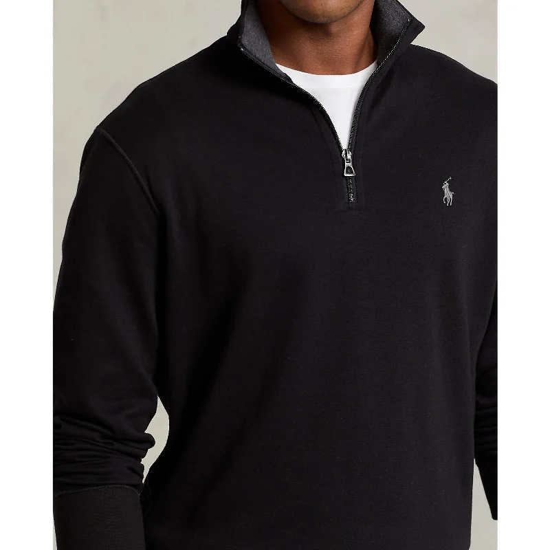 Men's two - tone stripe polo shirts with a preppy stylePolo Ralph Lauren - Luxury Jersey Quarter Zip Pullover - Polo Black