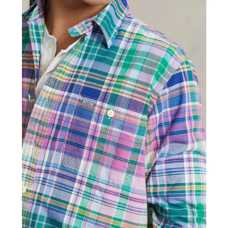 Oxford Shirt - Plaid - Pink/Green Multi