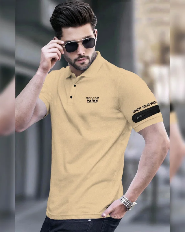 Men's quick - dry polo shirts for water sports activitiesMen's antimicrobial t - shirts for odor - free freshness during travelMen Beige Designer Polo T-shirt