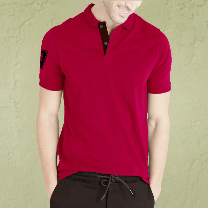 Men's lightweight performance polo shirts for tennis matchesMen's plus - size pocket t - shirts with a classic lookMen Solid Polo Neck Cotton Blend Red, Black T-Shirt