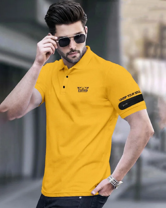 Men's vintage - inspired retro polo shirts with unique patternsMen's v - neck muscle t - shirts for a body - building aestheticMen Yellow Designer Polo T-shirt