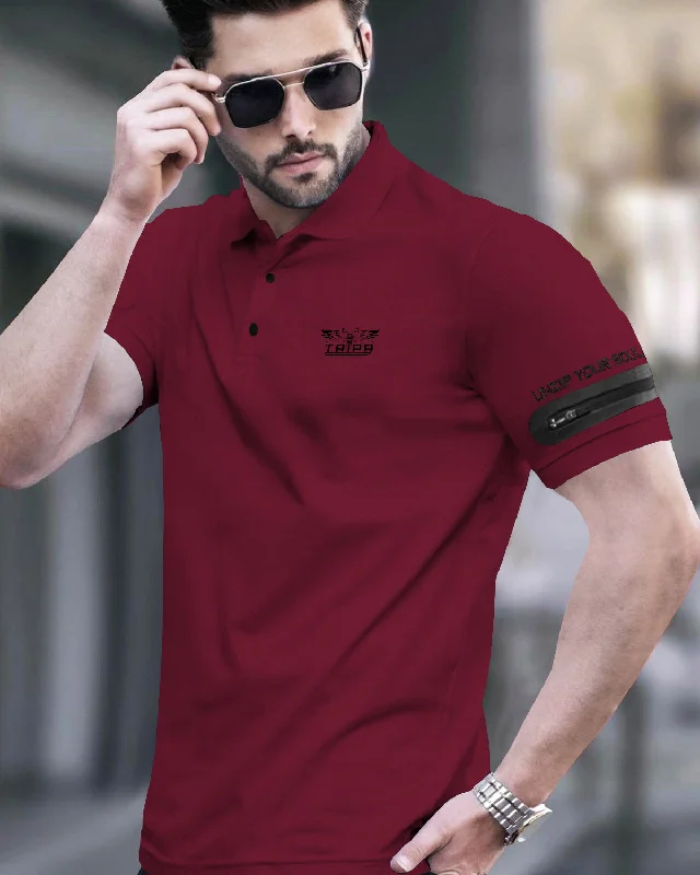 Men's breathable cotton blend polo shirts for summer outingsMen's moisture - wicking athletic t - shirts for intense workoutsMen Designer Polo Collar Maroon T-shirt