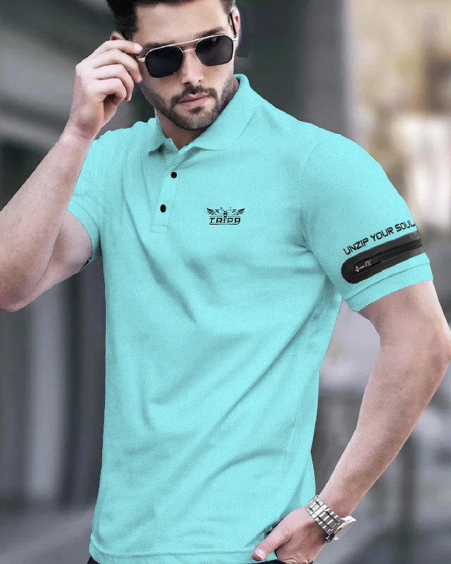 Men's luxury cashmere blend polo shirts in solid colorsMen's short - sleeve linen t - shirts for summer beach outingsMen Designer Polo Collar Ivoryblue T-shirt