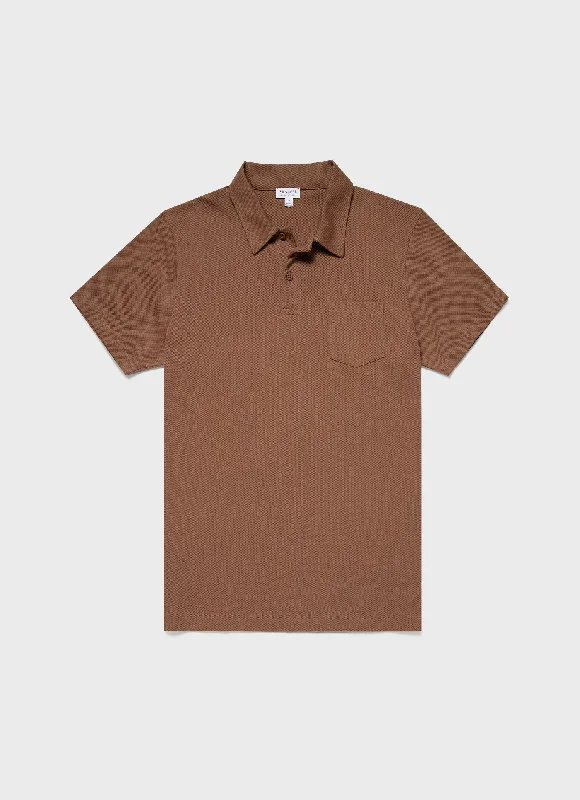 Men's breathable cotton blend polo shirts for summer outingsMen's Riviera Polo Shirt in Dark Sand