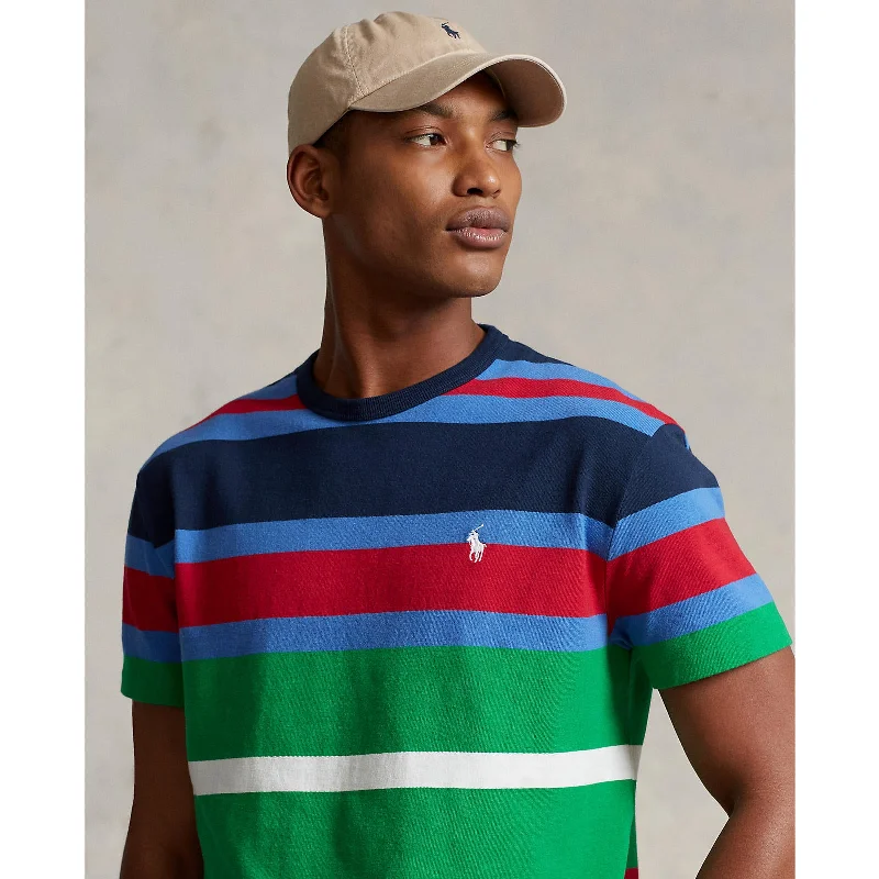 Men's thermal t - shirts with a high - neck design for cold weatherPolo Ralph Lauren - Classic Fit Crew Neck Knitted T-Shirt - Multicoloured Stripes