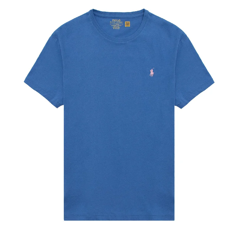 Men's plus - size pocket t - shirts with a classic lookPolo Ralph Lauren Custom Slim Crewneck T-Shirt New England Blue