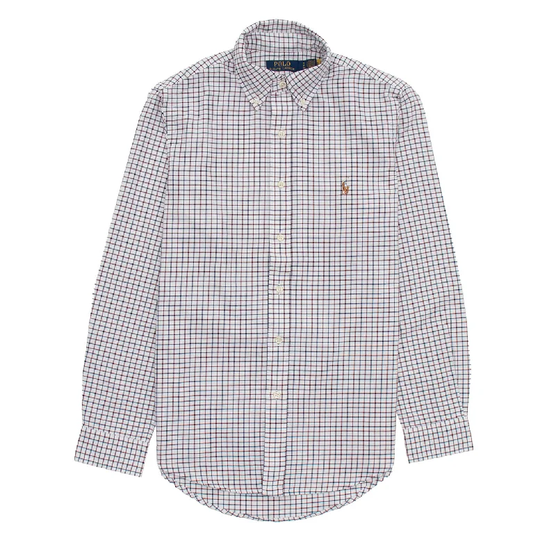 Polo Ralph Lauren L/S Grid Pattern Cotton Shirt White / Wine Multi