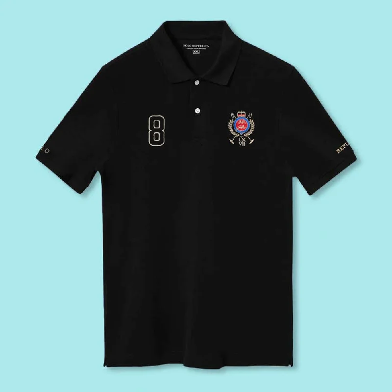 Men's budget - friendly basic polo shirts in multiple colorsPolo Republica Men's Crest & Polo Republica 8 Embroidered Polo Shirt