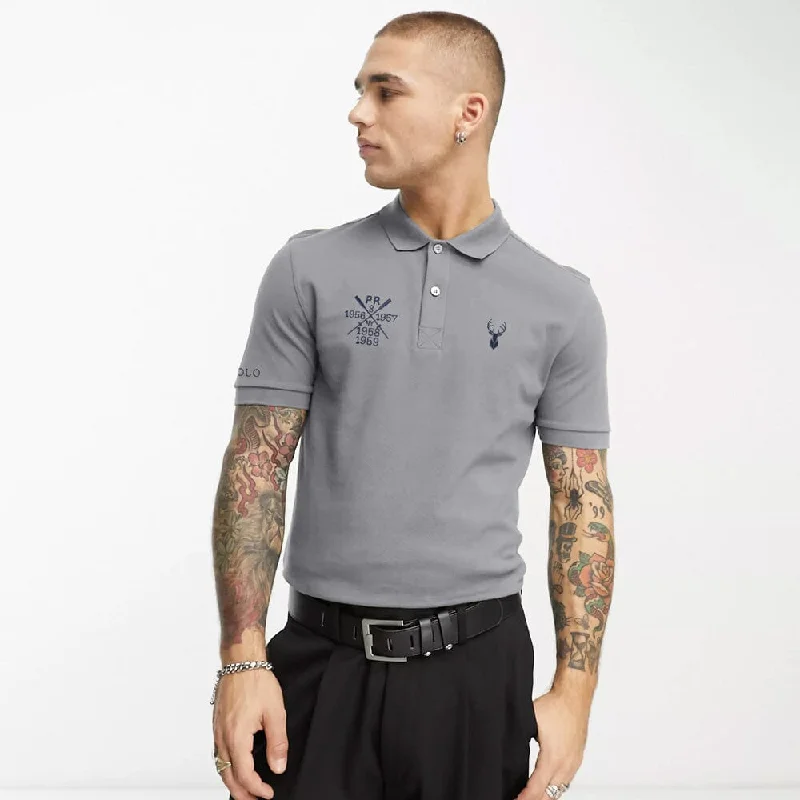 Men's high - collar polo shirts with a modern twistPolo Republica Men's Deer & PR Mallets Embroidered Short Sleeve Polo Shirt