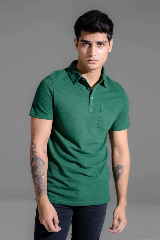 Men's jacquard woven polo shirts with intricate designsPolo Republica Men's Essentials Tailored Collar Pocket Polo Shirt