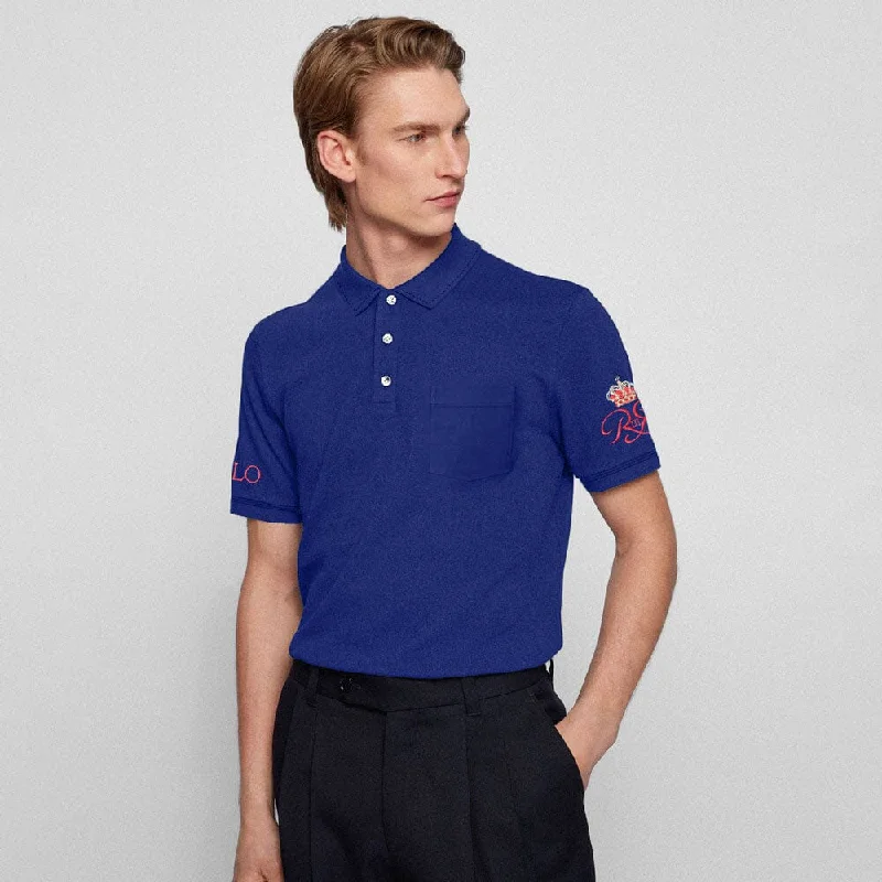 Men's vintage - inspired retro polo shirts with unique patternsPolo Republica Men's Polo Crown & Crest Embroidered Pique Pocket Polo Shirt