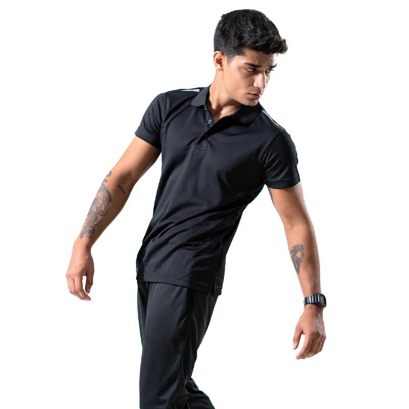 Men's slim fit short sleeve polo shirts with contrast collarsPolo Republica Men's Shoulder And Back Stripes Activewear Polo Shirt