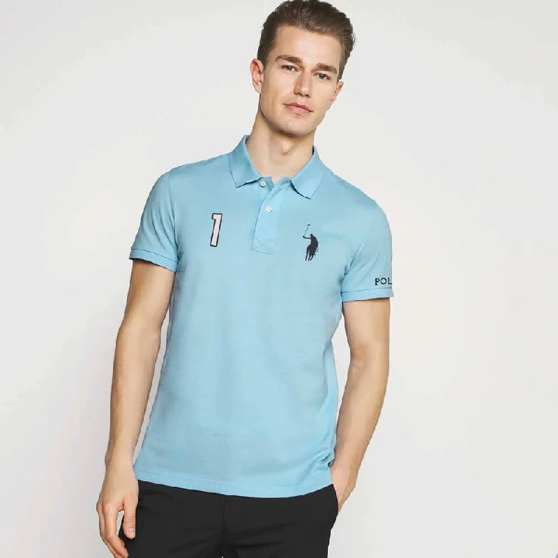 Men's jacquard woven polo shirts with intricate designsPolo Republica Men's Signature Pony & 1 Embroidered Short Sleeve Polo Shirt