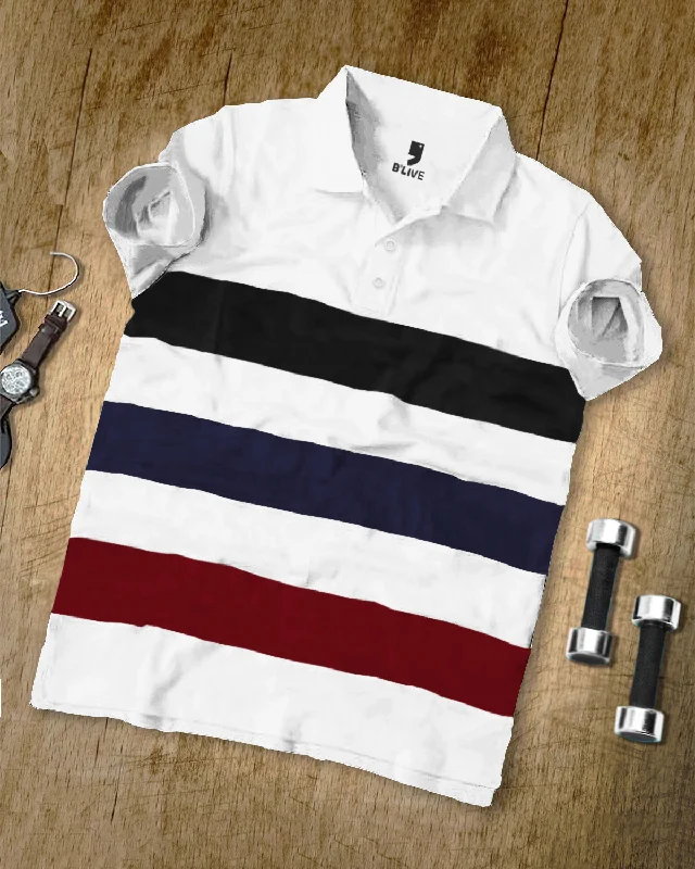 Men's slim fit short sleeve polo shirts with contrast collarsMen's slim - fit graphic t - shirts with vintage rock band printsHalf Sleeve Multi Colour Polo T-Shirt