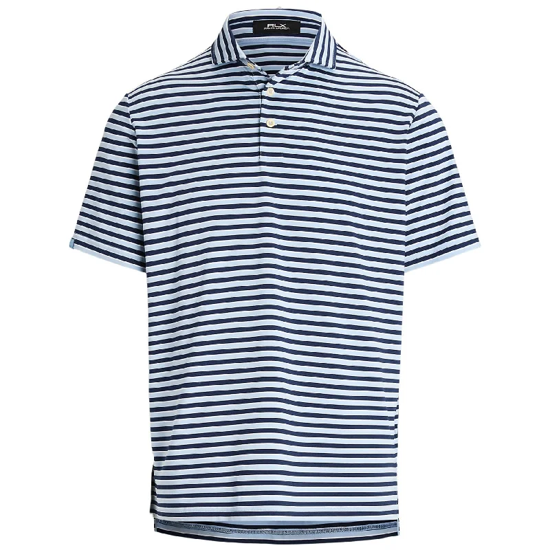 Men's breathable cotton blend polo shirts for summer outingsRLX Classic FIt Airflow Stripe Polo Estate Blue - AW24