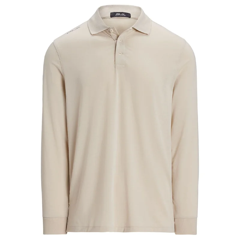 Men's long sleeve classic fit polo shirts with embroidered logosRLX Lounge Jersey LS Polo Basic Sand - AW24