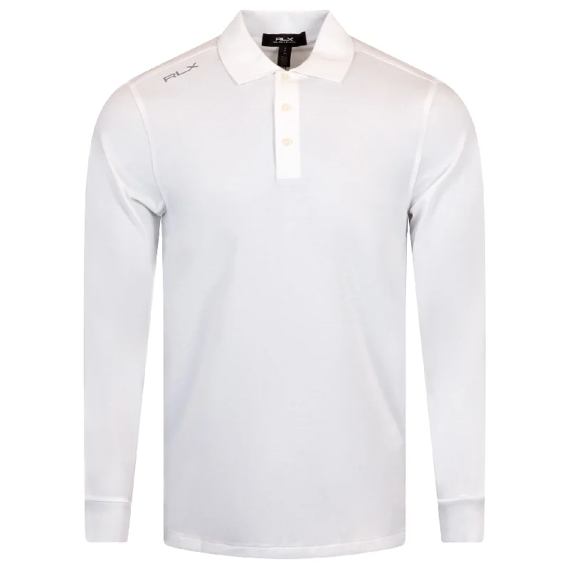 Men's quick - dry polo shirts for water sports activitiesRLX Lounge Jersey LS Polo White - 2024