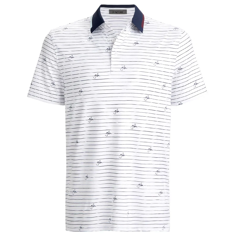 Men's color - block polo shirts with a bold fashion statementScript Stripe Tech Jersey Polo Snow - AW24