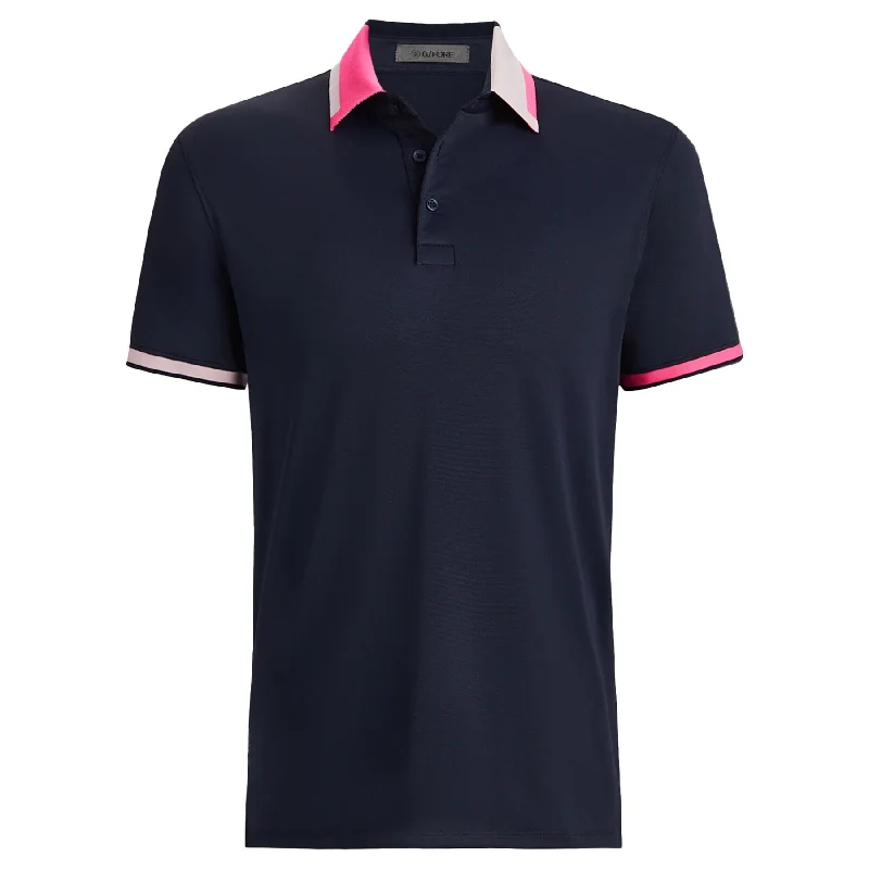 Men's high - collar polo shirts with a modern twistSilky Pique Contrast Banded Sleeve Polo Twilight - AW24