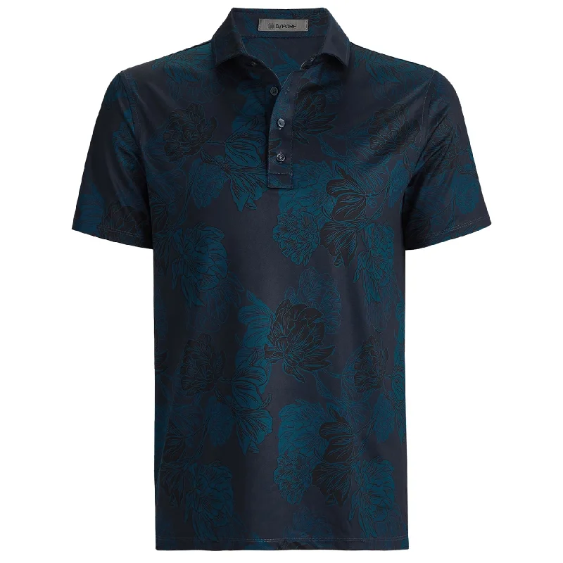 Men's plus size golf polo shirts in moisture wicking fabricStamped Floral Tech Jersey Polo Twilight - AW24