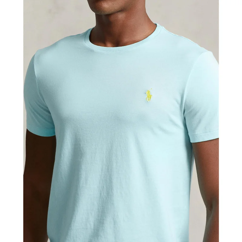 Men's smart - casual checkered t - shirts for semi - formal occasionsCustom Fit Jersey Crewneck T-Shirt - Turquoise Aqua