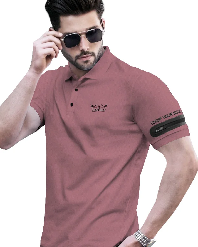 Men's high - collar polo shirts with a modern twistMen's lightweight performance t - shirts for running marathonsDusky Pink Designer Polo Collar T-shirt