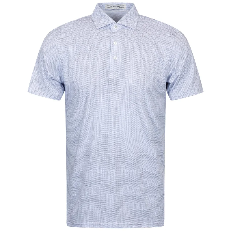 Men's antimicrobial polo shirts for odor - free daily wearThe Carson Polo White/Aberdeen Blue - AW24