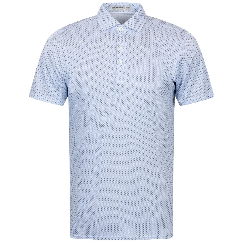 Men's long sleeve classic fit polo shirts with embroidered logosThe Clark Polo Skye/Aberdeen Blue/White - AW24