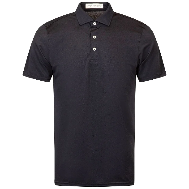 Men's two - tone stripe polo shirts with a preppy styleThe Macdonald Knit Polo Black - 2024