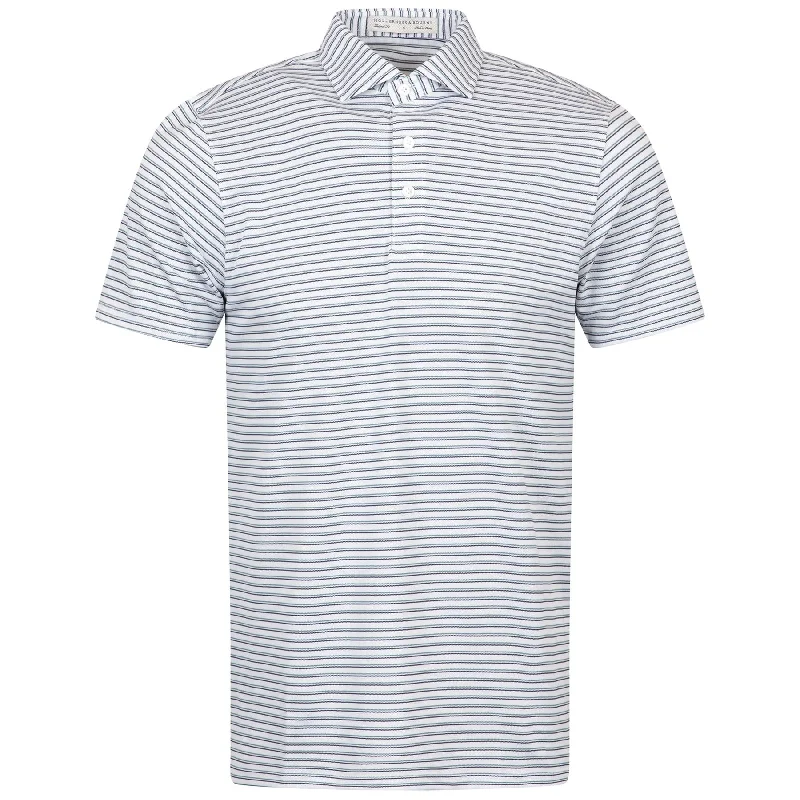 Men's high - collar polo shirts with a modern twistThe Saxton Polo Sage/Navy/White - AW24