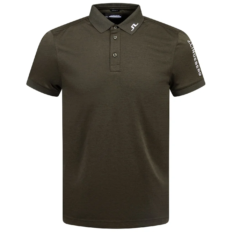 Men's jacquard woven polo shirts with intricate designsTour Tech Regular Fit Polo Forest Green Melange - AW24