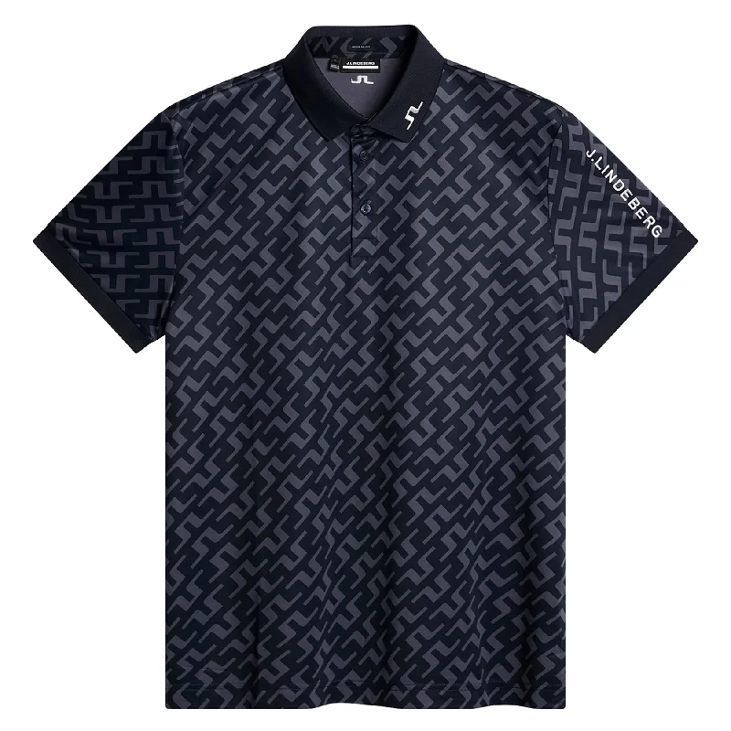 Men's button - down spread collar polo shirts for business casualTour Tech Regular Fit Print Polo Bias Bridge Navy - AW24