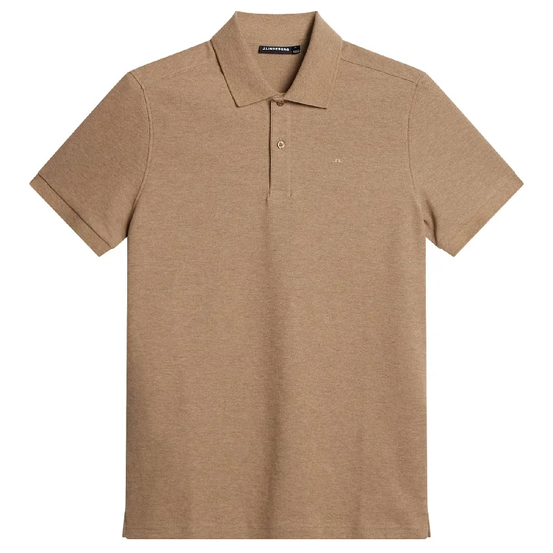 Men's budget - friendly basic polo shirts in multiple colorsTroy Seasonal Pique Polo Tiger Brown Melange - AW24